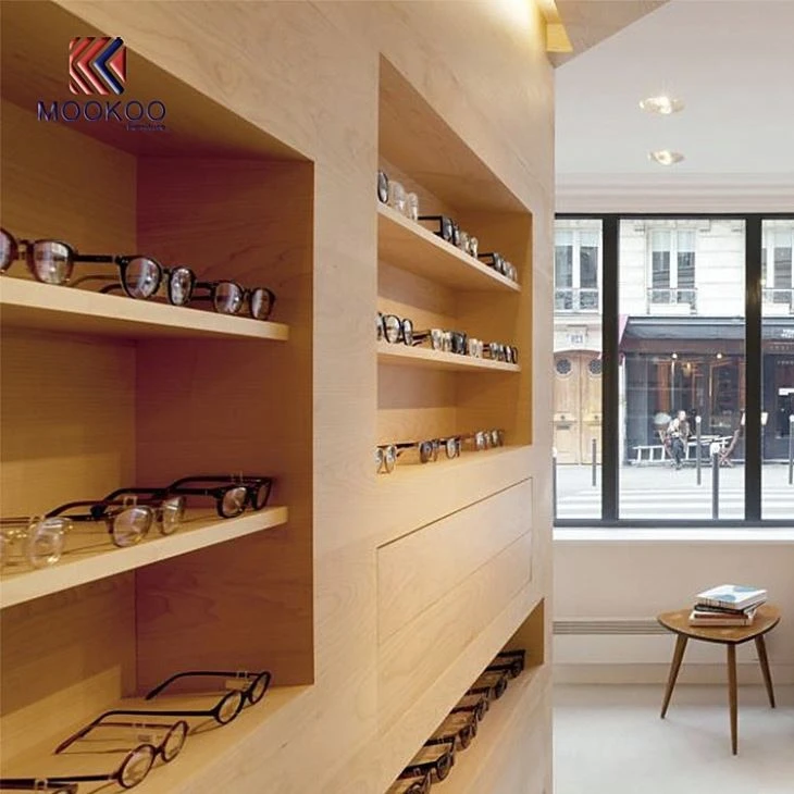 Wood Wall Mounted Glasses Display Eyewear Cabinet