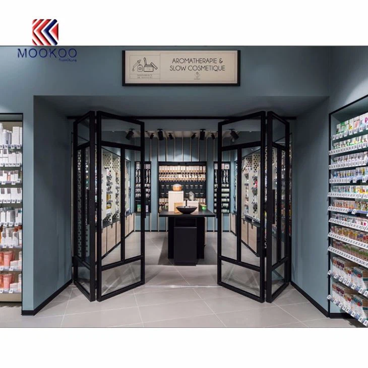 Retail Pharmacy Shop Interior Design Wooden Cabinet